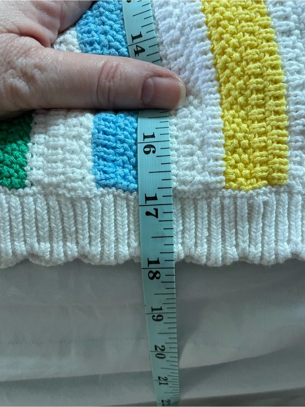 Youth Old Navy Sleeveless Sweater Knit Tank Top cotton stripe LG crochet white